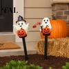 Resin Ghost Pumpkin Figurine Solar Stake Light, LED Auto Light Sensor Outdoor Garden Lamp, Waterproof Courtyard Lighting Decorative Ground for