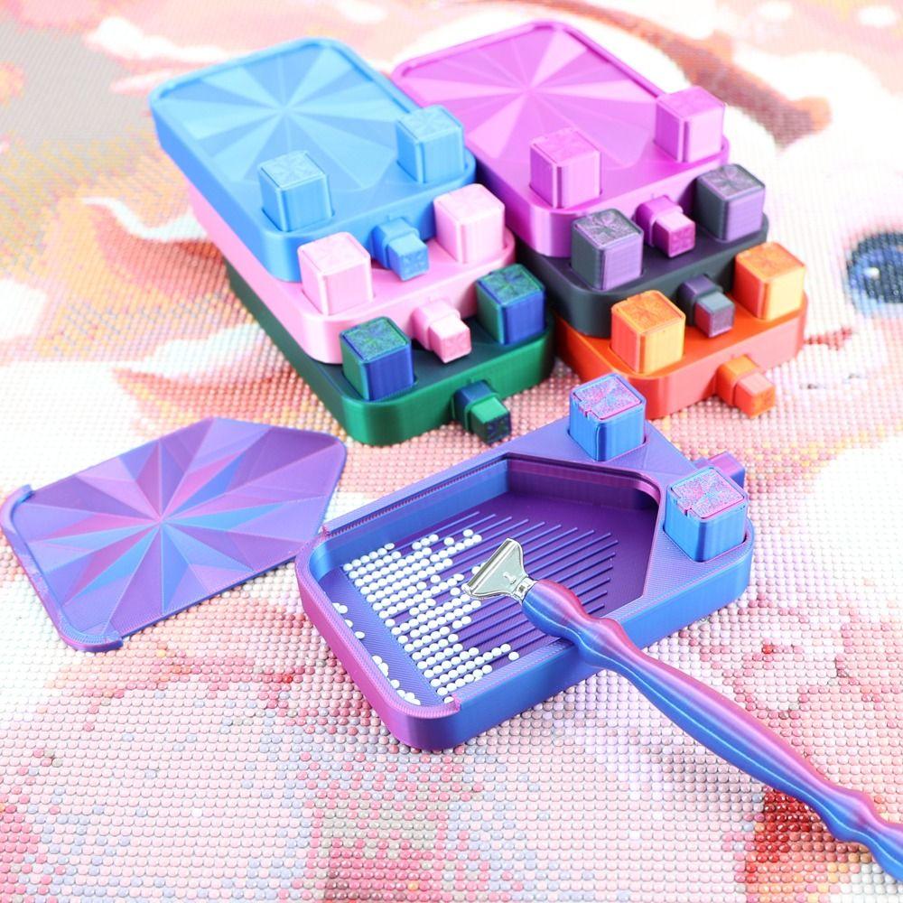 DIY Craft Diamond Painting Tray with Lid Beading Plates Garbage Can Diamond Painting Tray Multi Functional Embroidery