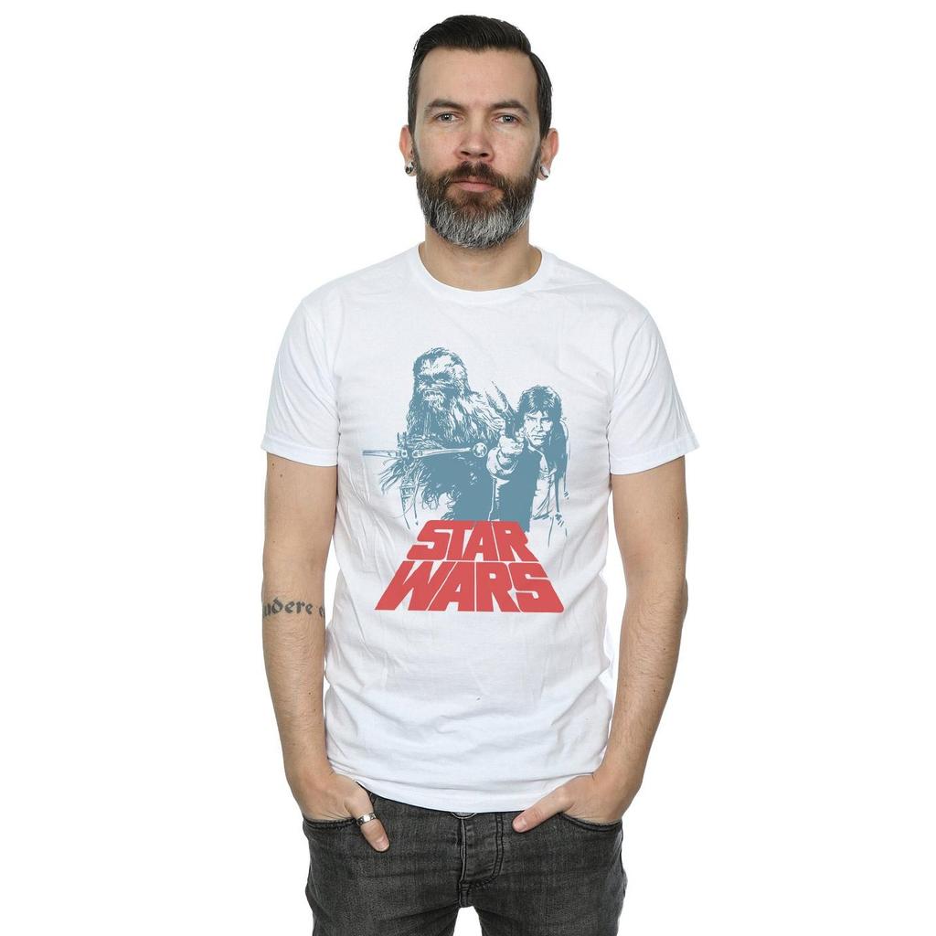 STAR WARS Mens Han Solo Chewie Duet T-Shirt