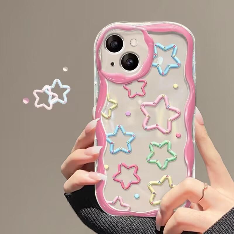 Cute Pink Stars Phone Case For Xiaomi Mi POCO X7 X6 Pro F6 M6 X5 F3 F4 M3 M4 X4 GT X3 NFC 14 11 Lite 5G NE 12T 12 Wavy Cover