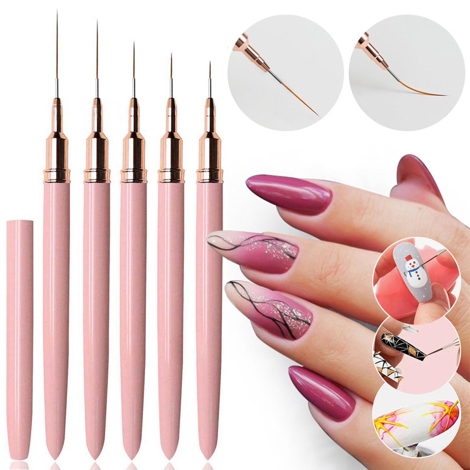 

5Pcs Nail Art Liner/Painting Brushes Ultra-thin Line Striping Drawing Tool Professional Nail Liners Pen DIY Manicure Tool розовый