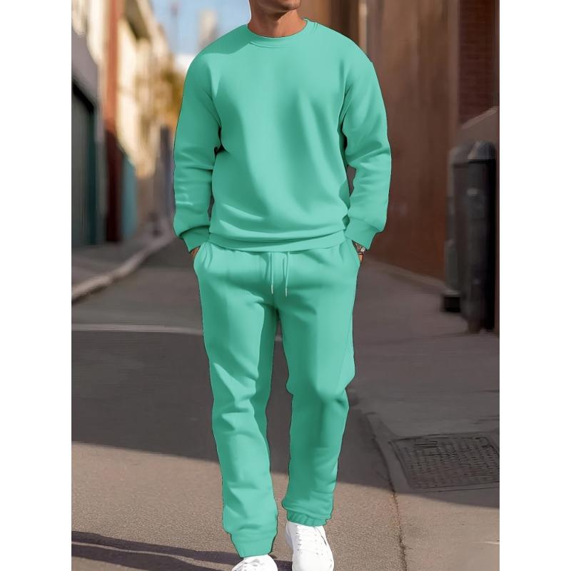 Herbst Freizeit Herren Langarm Set Trendiger Farbverlauf Print Outdoor Rundhals Langarm Oberteil & Lässige Hose Zweiteiliges Set