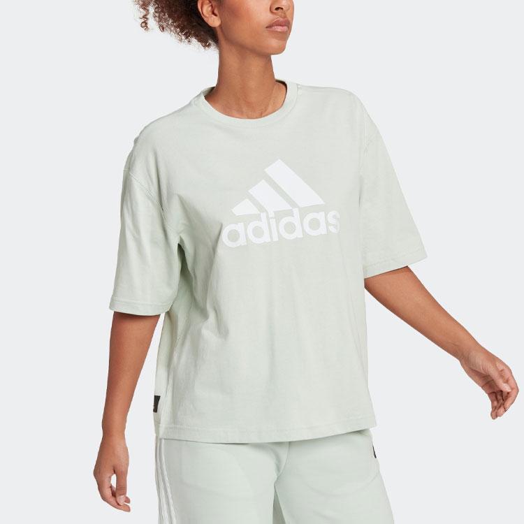 Adidas Future Icons Badge Of Tee Logo Print Crew Neck Short Sleeve T-Shirt Women Tops Linen-Green HK0508