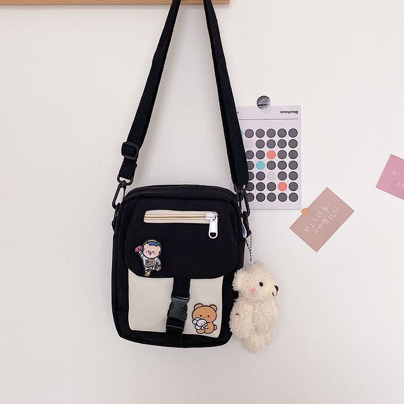 Canvas small bag women's new trendy Korean version versatile messenger bag student shoulder bag girl small satchel