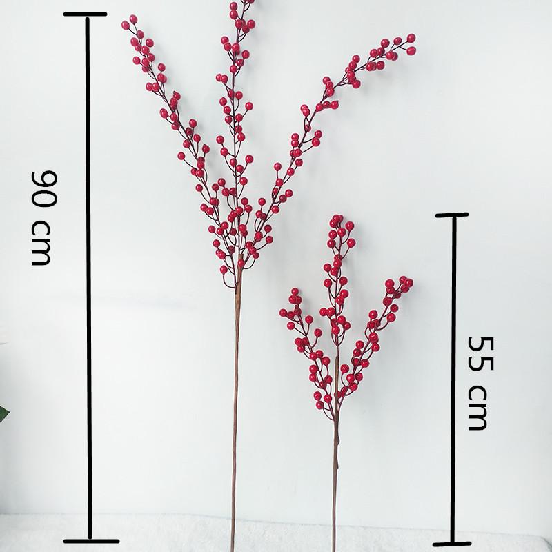 Simulation 3-Fork Red Berry Fortune Fruit Long Branch Acacia Bean Foam Fruit Home Decoration Simulation Plant Props