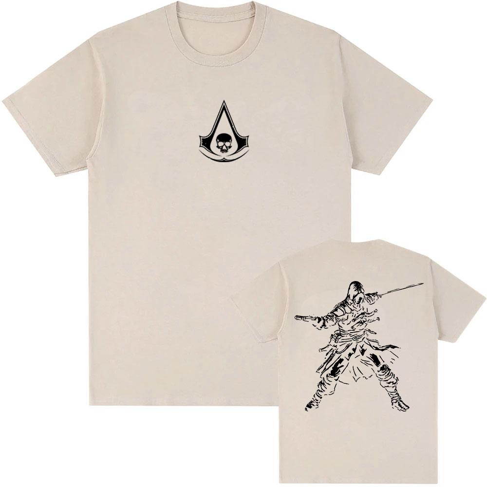 Assassin's Creed Black Flag Resynced Map T-Shirt Unisex Streetwear Lässig Rundhals Sommer T-Shirts Grafik Herren Damen Tee