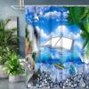 Beach scenery pattern Bathing Curtain  Bathroom Shower Curtain Waterproof With 12 Hooks Home Deco