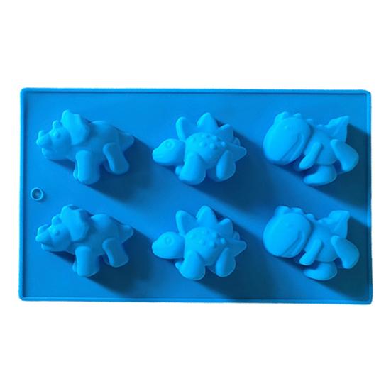 Dinosaur Chocolate Mold 6-Cavity Non Stick Silicone Ice Cube Tray Flexible Jelly Ice Cube Molds High Low Temperature Cheesecake Pudding Molds