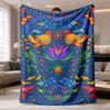 2026 Latest Flannel Blanket 1pc Vibrant Mexican Bird Floral Flannel Throw Blanket Soft, Lightweight, Plush Decorative Throw for Couch or Bed, Perfect