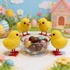 Realistic Easter Chick Figurine Flocking Mini Chicken Toy Cute Plush Chicken Ornament  Home Decor