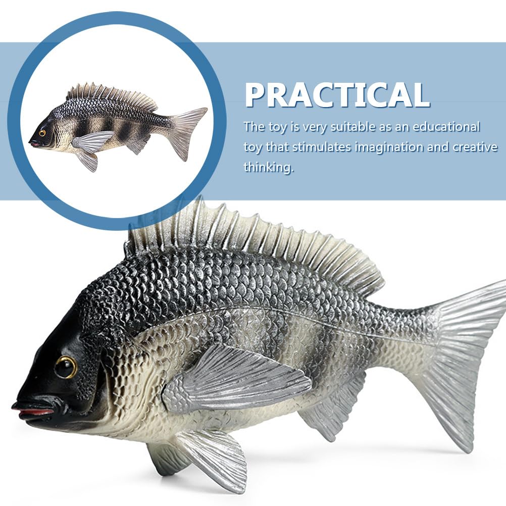 EXCEART Sea Bream Figure, Fish Model, Decorative Black Figurine, Simulation Toy