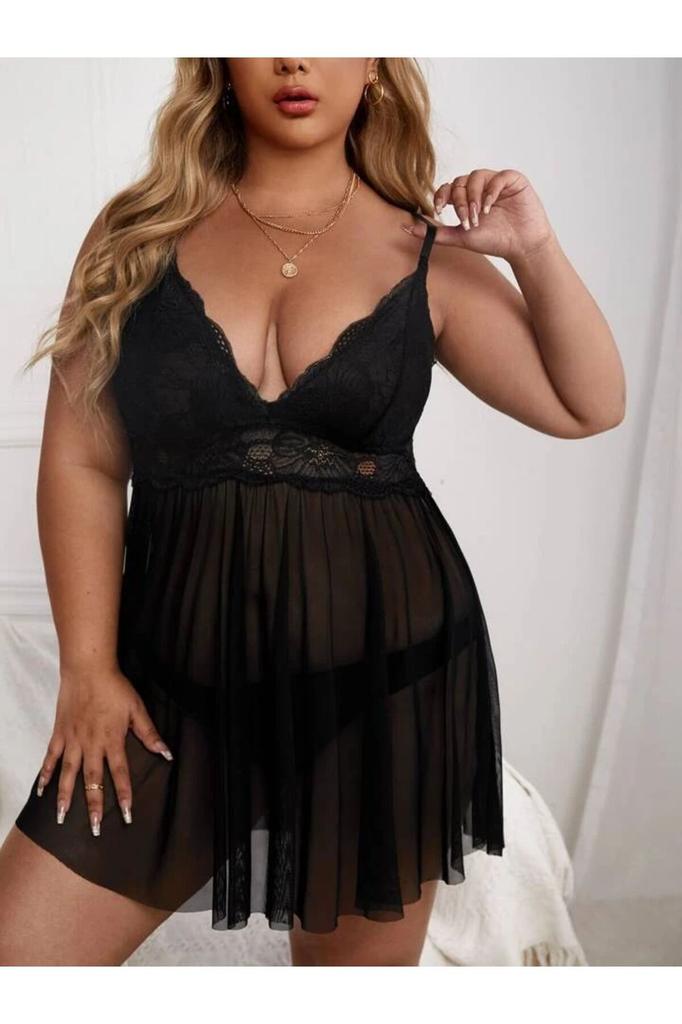 Women's Fashion Big Size Nightgown Large Size Lace Nightgown Set