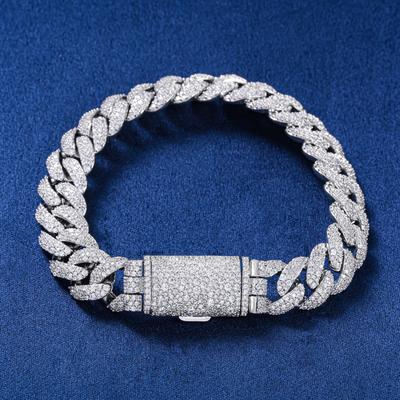 European and American Hip Hop 11mm Full of Bubble Cuban Chain Bracelet Street Hiphop Rap Zircon Bracelet Jewelry