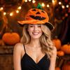 Samt Halloween Kürbis Hut Kostüm Requisite für Tanzparty Aufführung