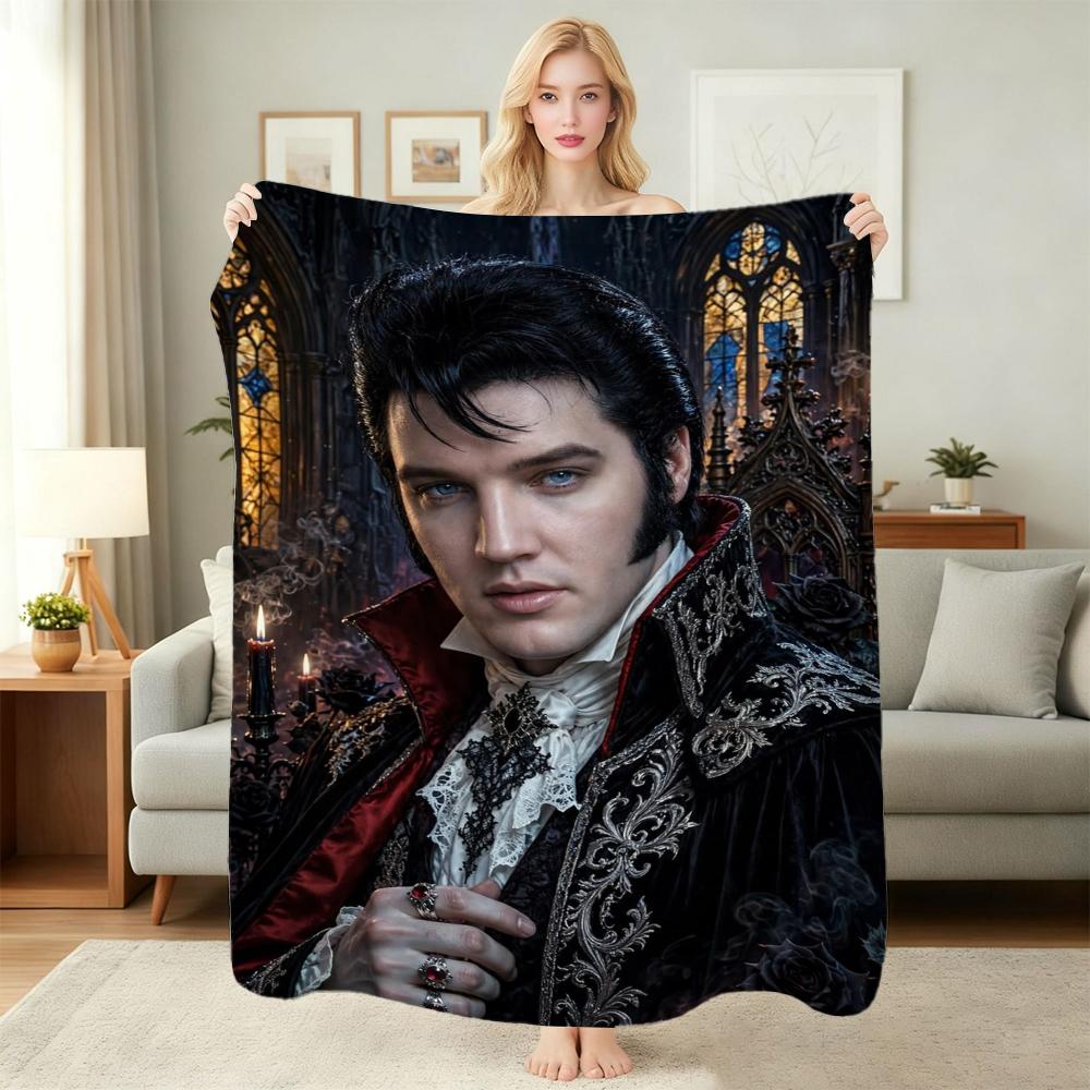Gothic Vampire Nobleman Intricate Dark Patterns Flannel Blanket Allseason Fleece Blanket For Living Room Bedroom Gaming Room Home Decor