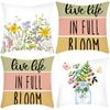 Fashionable Spring Flower Spring Elements Pillow Cover Linen Flower Cushion Pillow Cover
