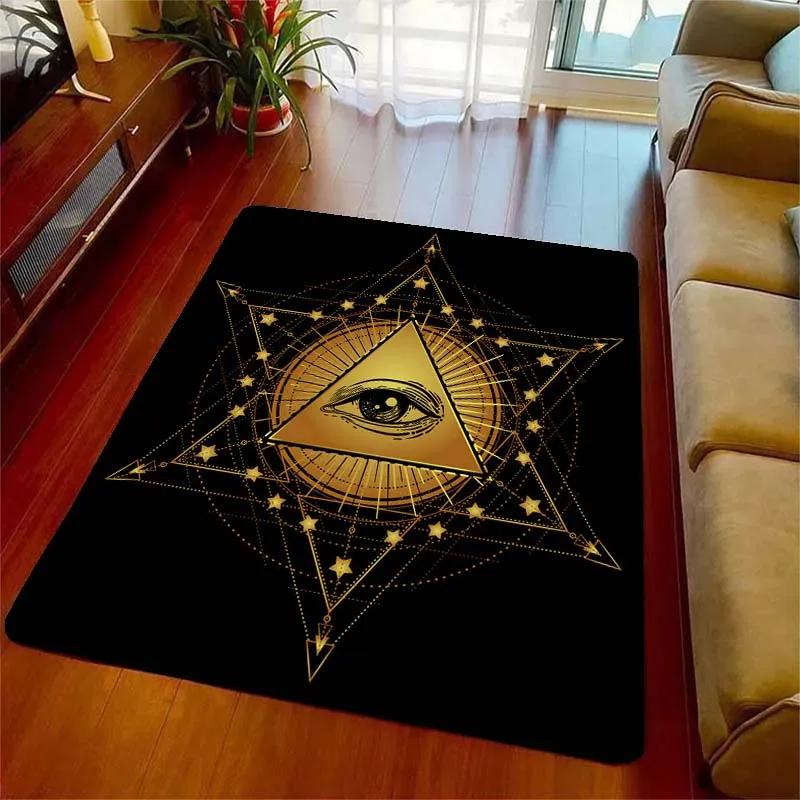 Allsehendes Auge Freimaurer Geheimnis Goldene Augen Teppiche für Wohnzimmer Schlafzimmer Dekoration Kinder Spielzimmer Matte Rutschfeste Teppiche
