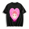 Cute Cool Pink Hair Boy Heart Print Casual Top Unisex Loose Trendy Daily T-Shirt Pure Cotton T-shirt