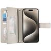 For iPhone 15 Pro Case Zipper Pocket Wallet Color Splicing Leather Flip Phone Cover with Straps
