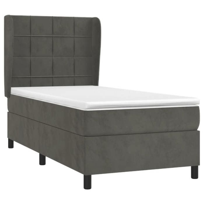 3129196 vidaXL Divan Bed with Mattress Dark Grey 100x200 Cm