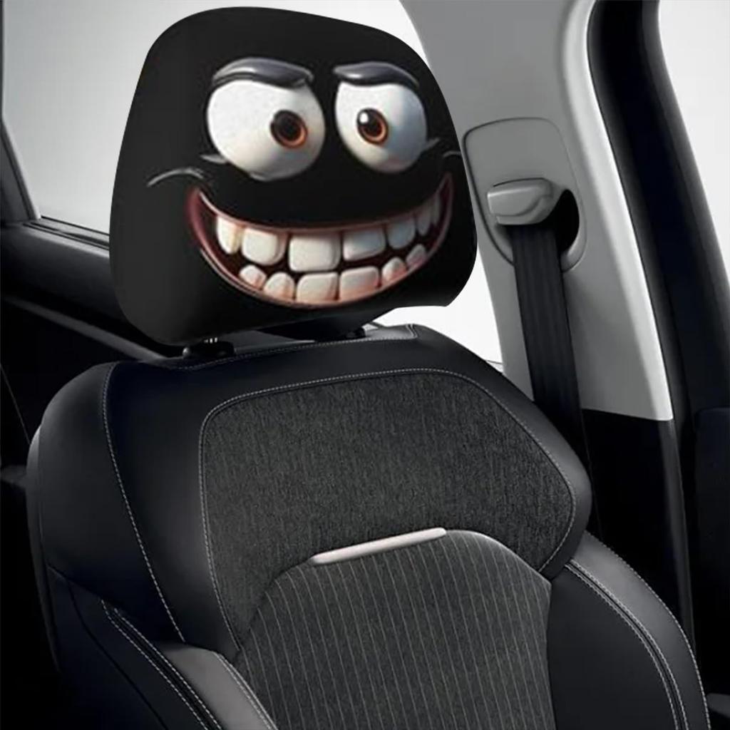 1Pair Funny Cartoon Eyes Car Headrest Covers Double-sided Universal Fit Car Headrest Covers for Auto Front Seat Rest Decoration