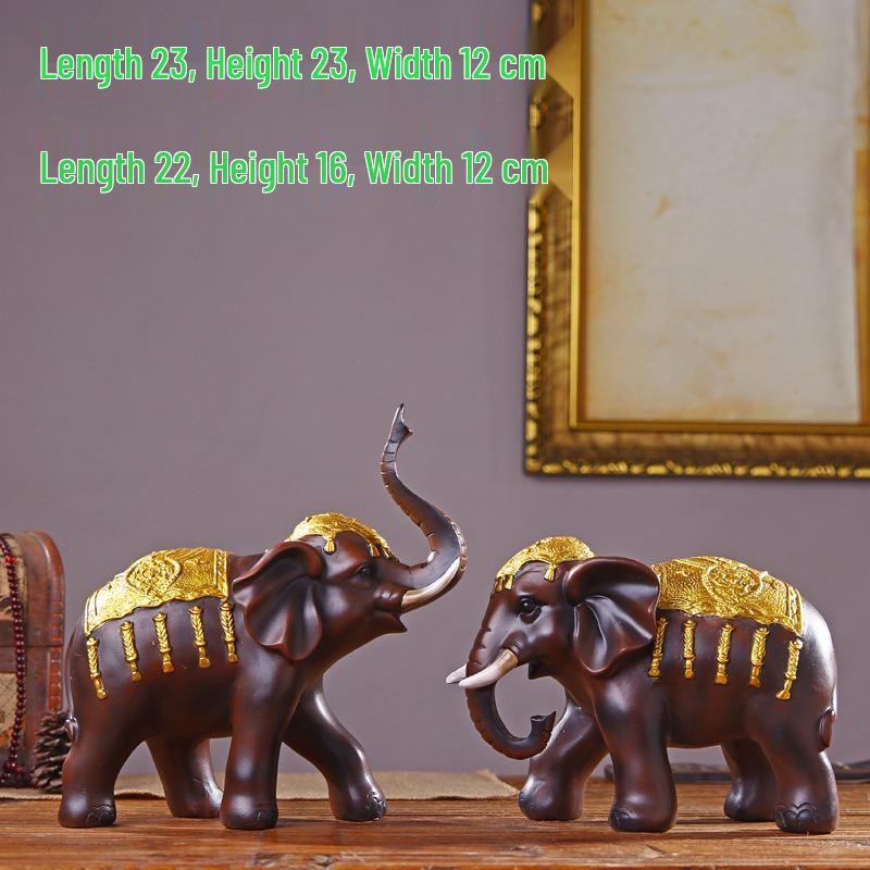 Thai-Style Lucky Elephant Ceramic Ornament for Home or Office Decor