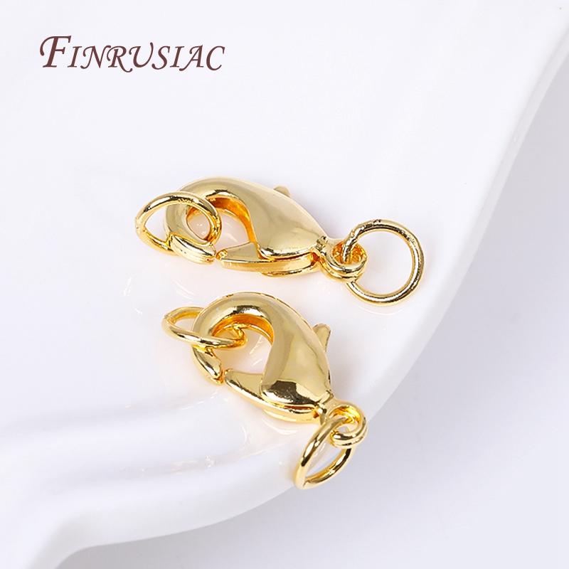 For Bracelet Necklace DIY Jewelry Making Supplies 10Pcs Wholesale Lobster Clasps with 2 Closed Rings Hooks Connectors Clasp