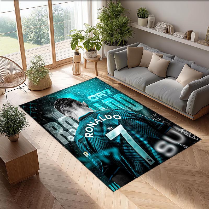 Cristiano Ronaldo Printed Flannel Area Rug Non Slip Soft Polyester Floor Carpet Indoor Decor Mat for Bedroom Living Room Sofa