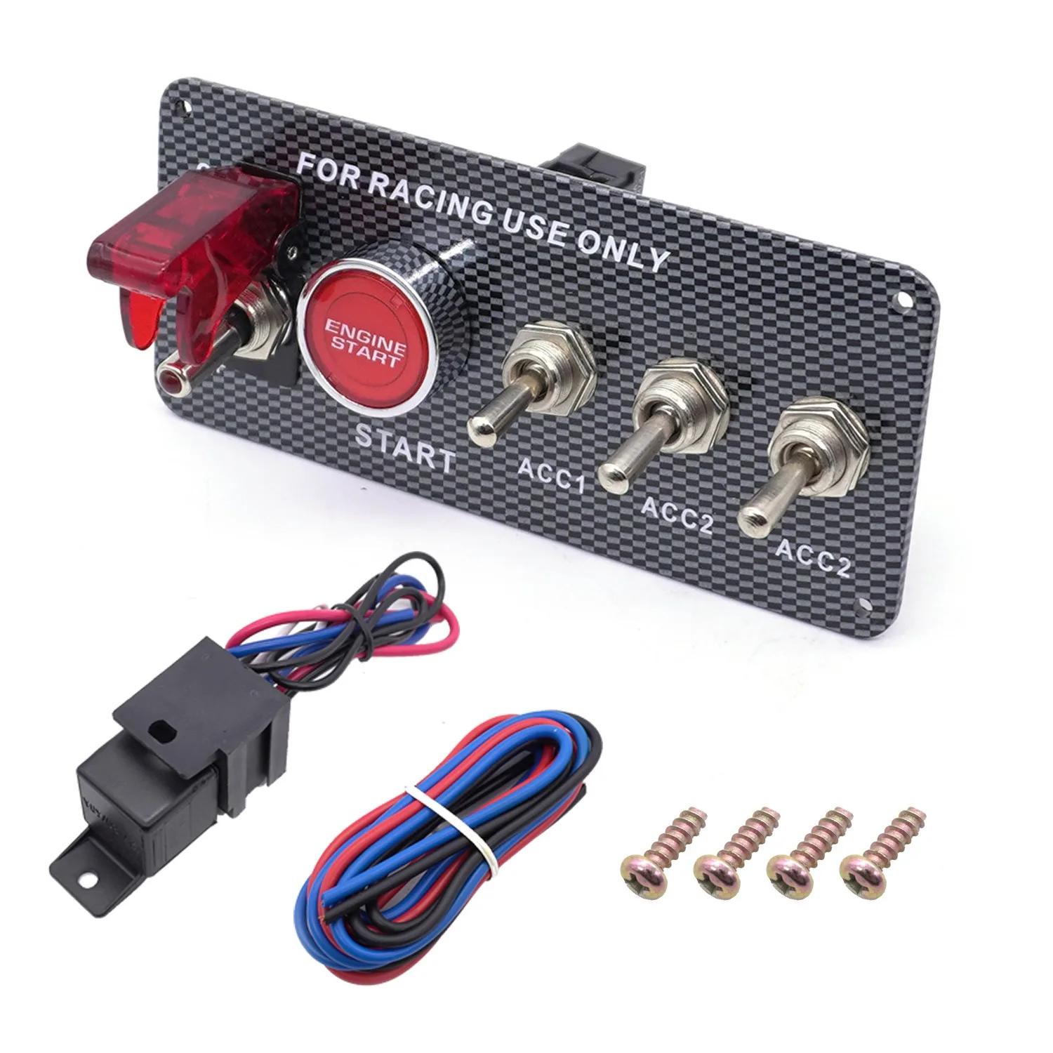12V Ignition Switch Panel for Racing Car 5 in 1 Ignition Starter Switches with Engine Push Button