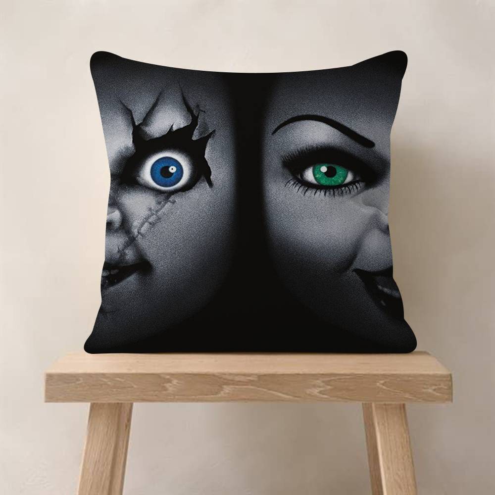 Klassischer Chucky Horrorfilm Kissenbezüge Cartoon Sofa Dekorativ Zuhause Zweiseitiger Druck Kurzer Plüsch Niedlicher Kissenbezug