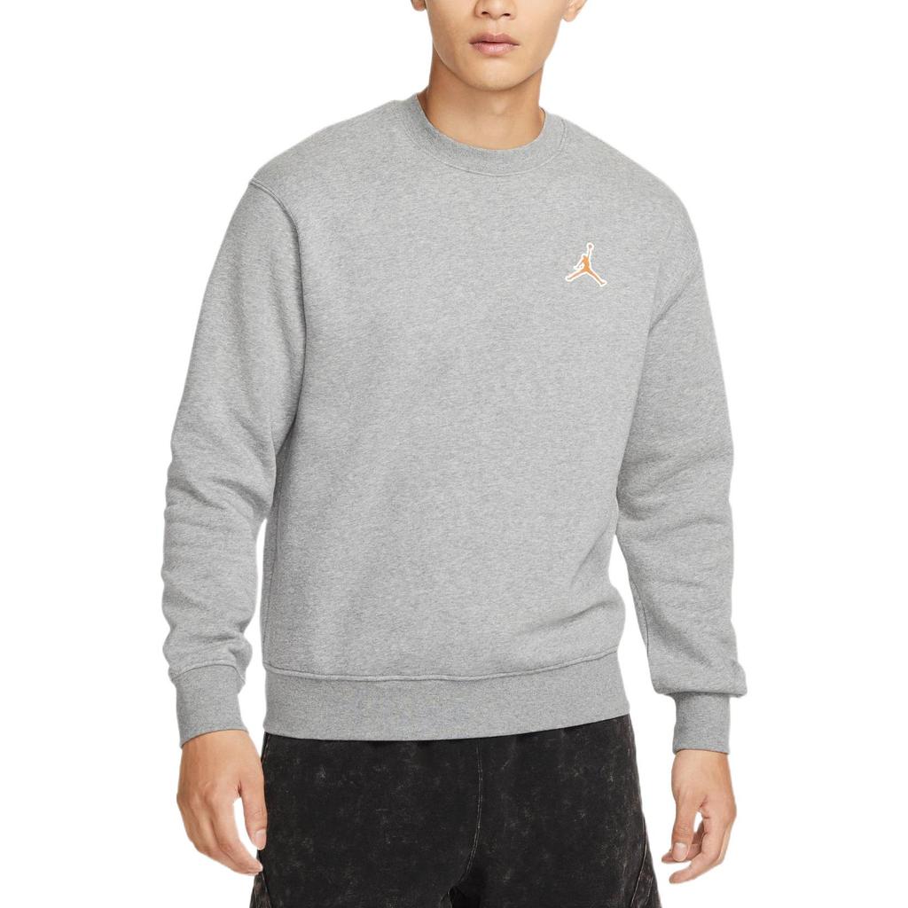 Air Jordan Classic Jumpman Logo Print Fleece-Lined Crew Neck Pullover Sweatshirt Men Sweatshirt Carbon-Heather-Gray FD0594-091
