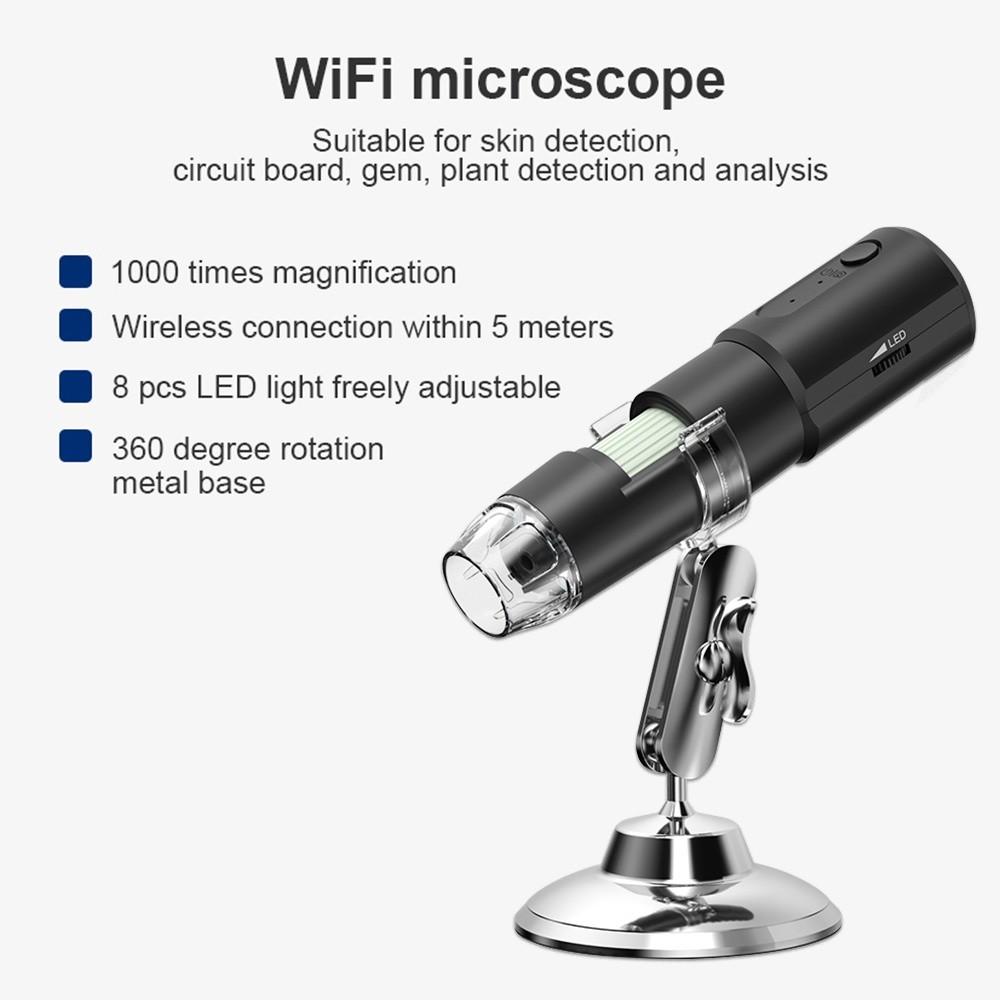 LED Skin Scalp Tester Wireless WIFI Digital Skin Analyzer Machine 1000X Times HD Microscope Camera Handheld Magnifier Instrument