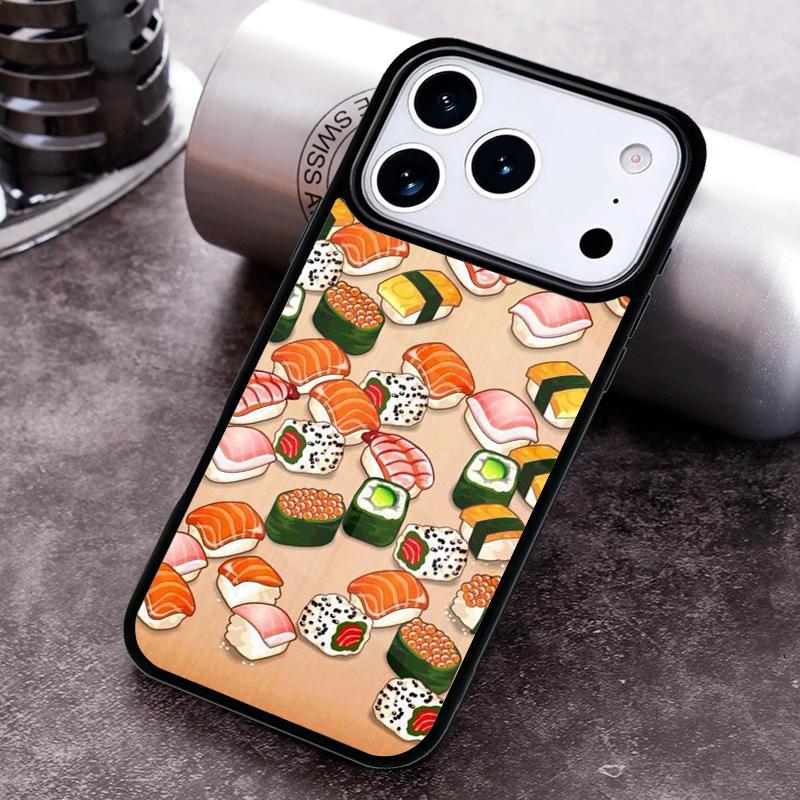 Kawaii Sushi Crowd Phone Case for iPhone 17 16 15 Pro Max Air 14 13 12 11 Plus Shockproof Cover