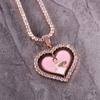 Rotatable Double-Sided Heart Photo Pendant Necklace with Zirconium Inlay - Yunyi Jewelry