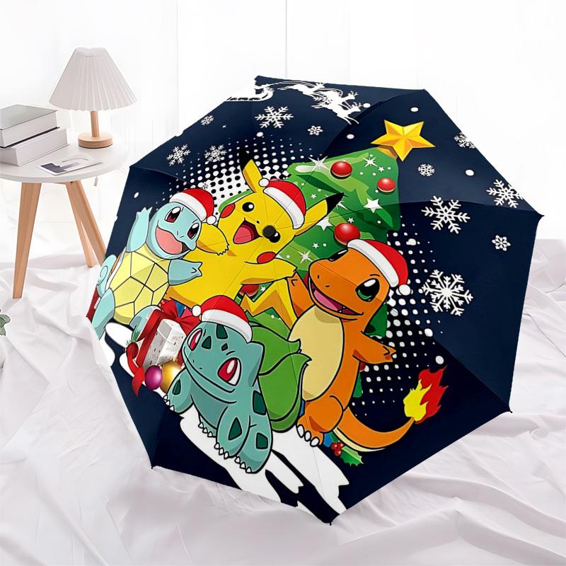 

1pc Christmas Pokémon Pikachu Umbrella - Automatic Opening & Closing, Portable 3-Fold Design, 8-Bone Iron Frame, Outdoor, Perfect Gift for Fans, Trave