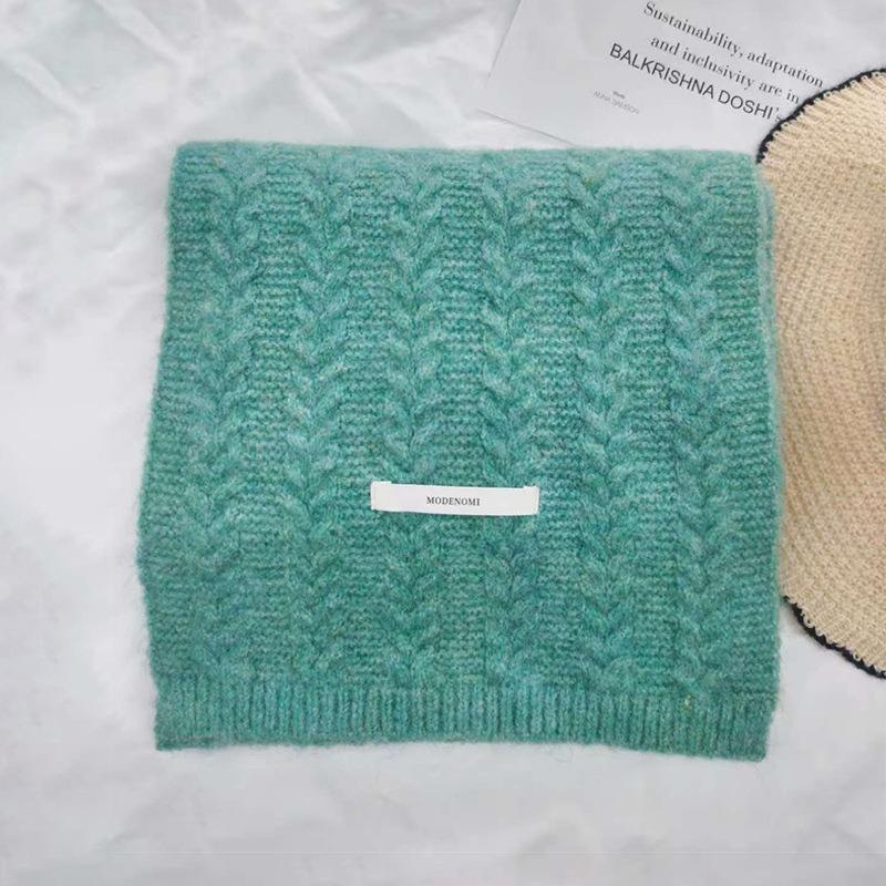 Wool knitted scarf women's high-end sense thickened warm average size neck protection scarf versatile flat machine process OO custom