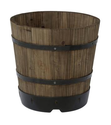 Takasho Wood Barrel Planter, Deep Type S, Approx. W29 X D29 X H25cm, Brown, PPW-02S