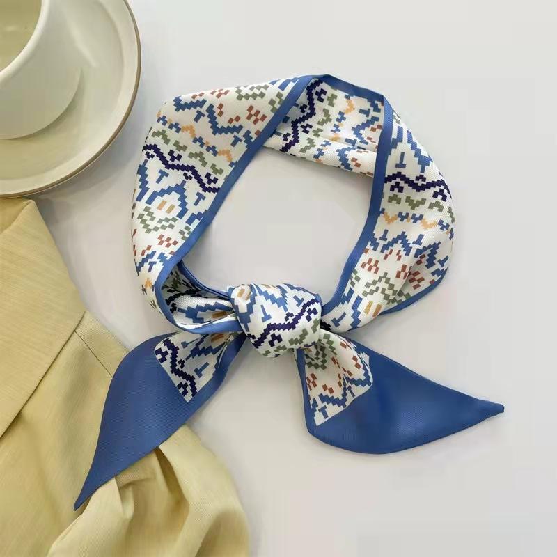 French Purple Small Long Silk Scarf Women's Versatile Headband Hair Tie Thin Narrow Tie Bag Ribbon Streamer Scarf