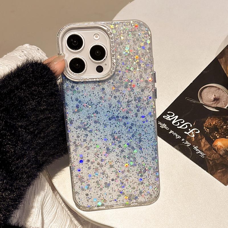 Luxury Bling Glitter Sequins Colorful Clear Case for iPhone 16 15 14 Plus 13 12 Pro Max 11 Shining Shockproof Tpu Bumper Cover