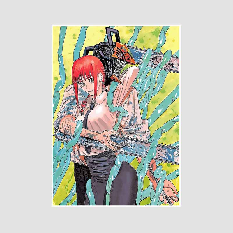 

Японське аніме Chainsaw Man Poster Естетичні ретро білі паперові постери Настінні принти Домашній декор Вітальня Бар Оформлення Художній живопис Подарунки 42x30cm