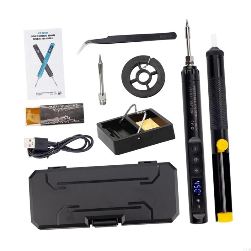 USB Powered Cordless Soldering Iron With Adjustable Temperature And LCD Display For Electronics Repair And Projects M4YD