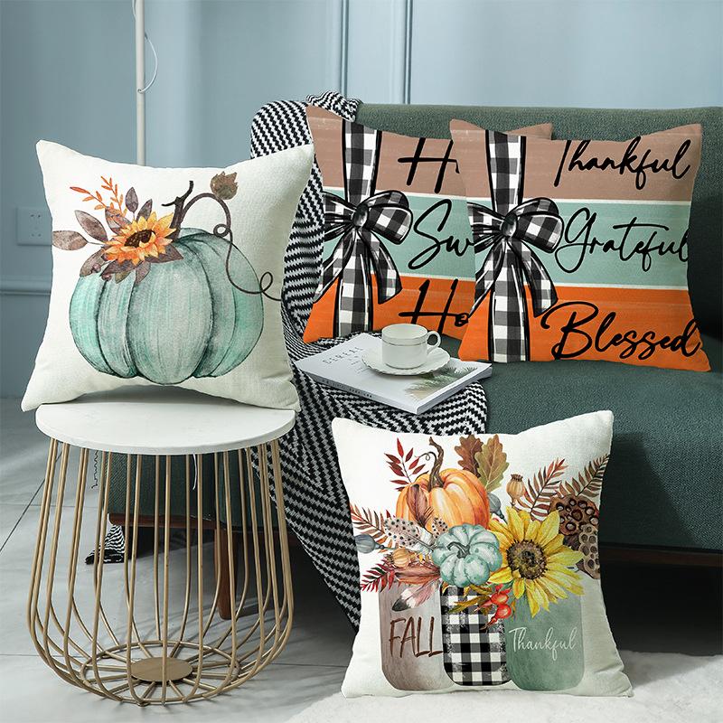 New Pumpkin Letter Print Pillow for Autumn Living Room Sofa Cushion Bedside Bay Window Cushion Cover