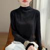 Women's Embroidered Velvet Collar Knit Sweater - Chinese Style, Warm, Autumn/Winter