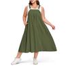 Plus Size  Overall Dress For Women Adjustable Strap Jumper Dress With Pockets Casual A-Line Maxi Dress