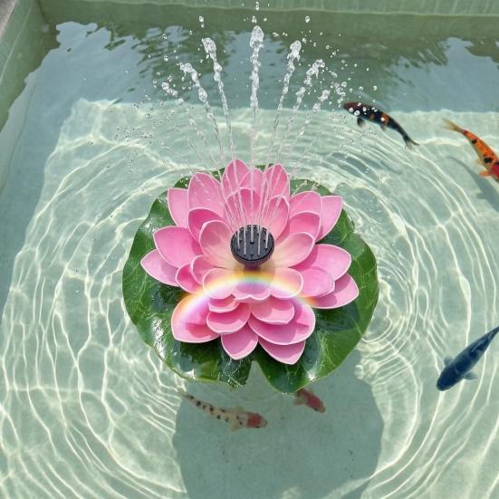 Lotus Zonnefontein Drijvende Lotus Vogelbadfontein Op Zonne-energie Werkende Fontein met Verwisselbare Spuitkoppen voor Tuinvijver Terras Tuin Decoratie