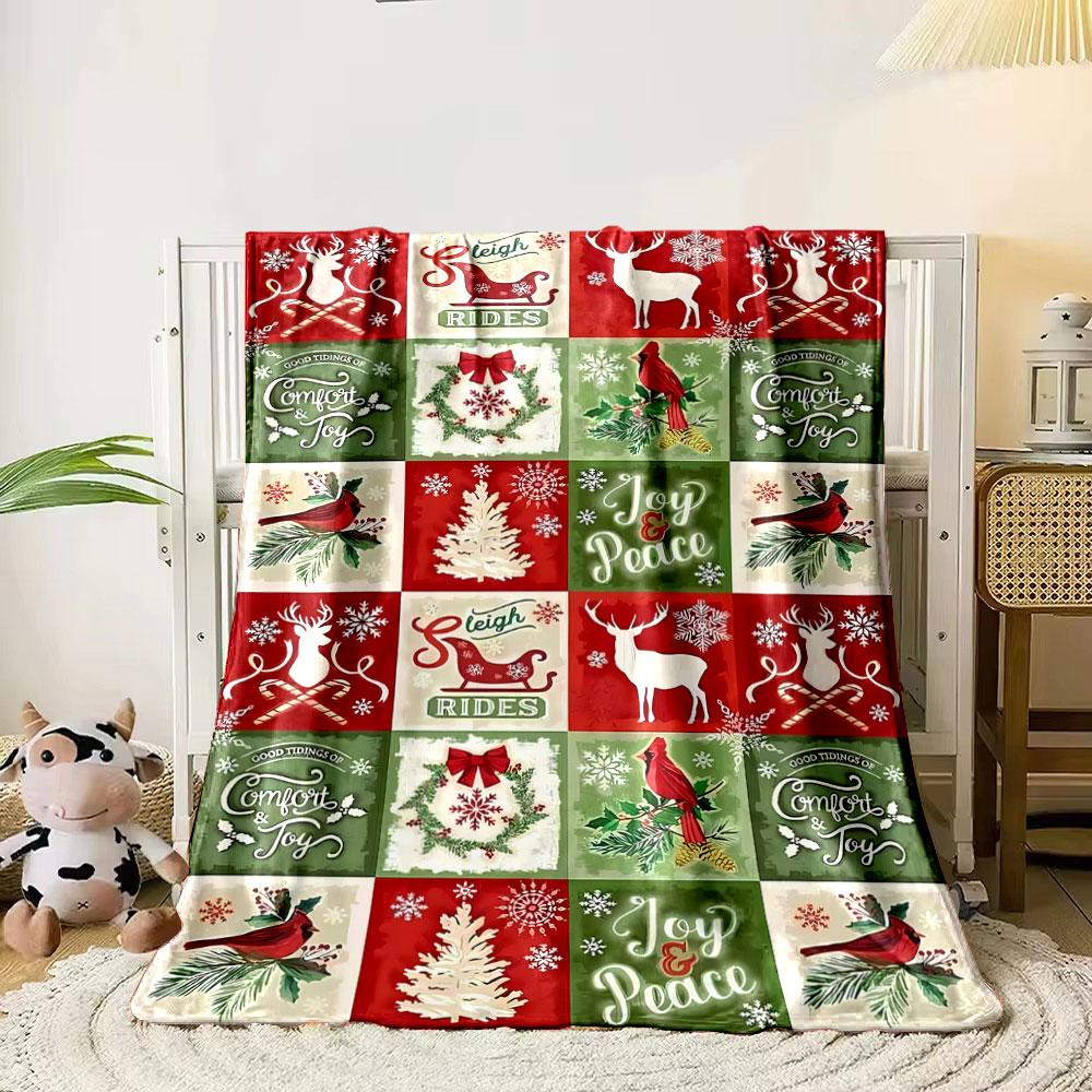 Christmas Reindeer Cardinal Blanket bedroom Blanket for Livingroom Couch lunch break Soft throw for Friend's festival Gift