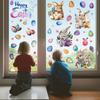 Easter Cartoon Rabbit & Egg Window Glass Stickers for Refrigerator & Cabinets