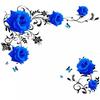 DIY Large Blue Rose Flowers Living Room Decoration Wall Stickers Sofa TV Entrance Background Wall Decals Removable Vinyl Posters