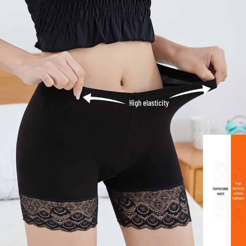 Modal Large Lace-Trimmed Three-Quarter Leggings: Solid Color, Anti-Exposure, Summer Thin Girls' Safety Pants