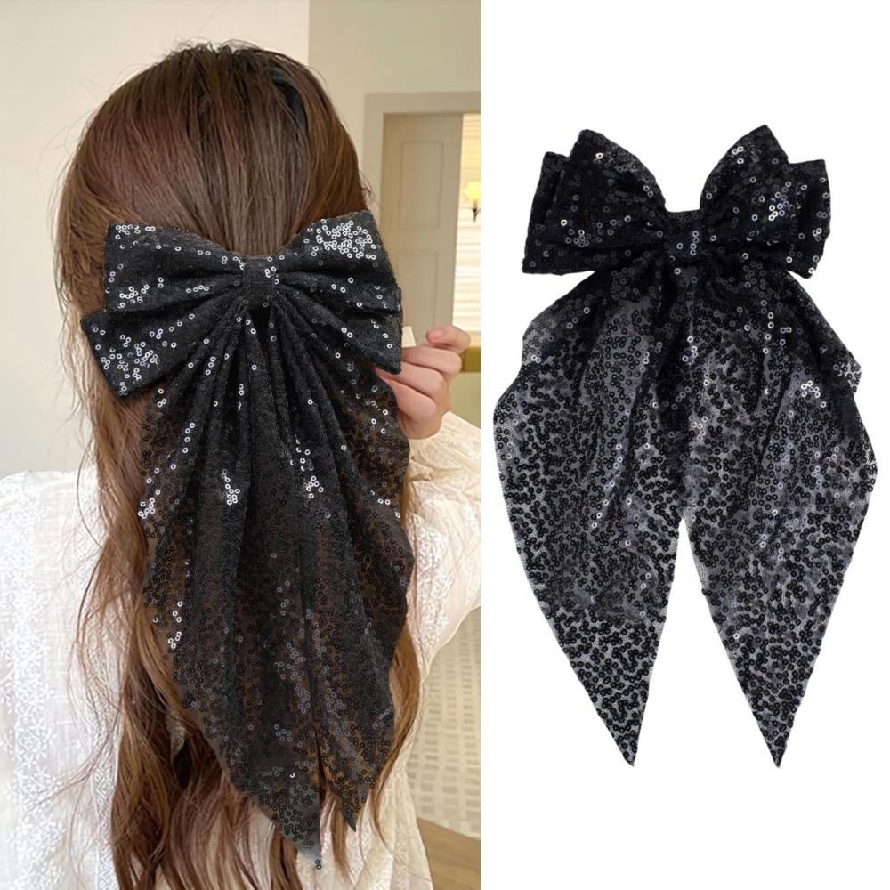 Big Bows Sequin Bow Hair Clip Handmade Bowknot Hair Accessories Party Accessories